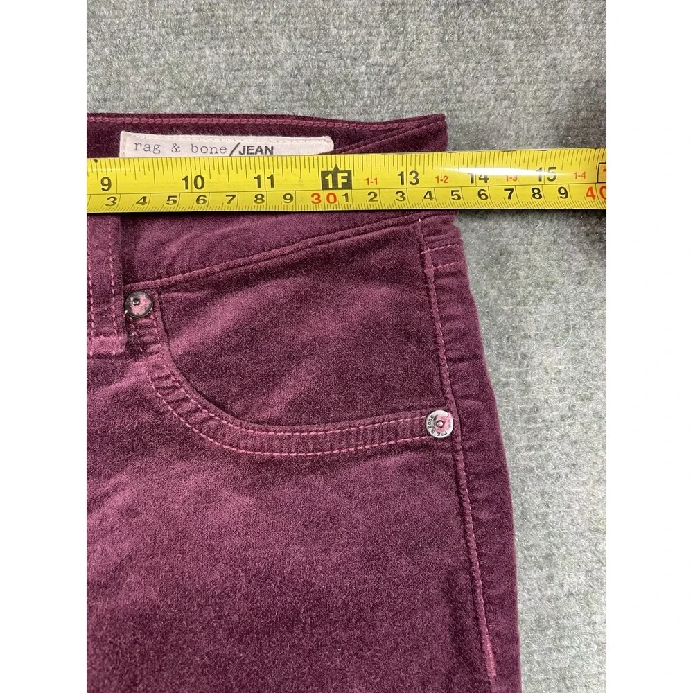 Rag & Bone Skinny Jeans Low Rise Womens Size 26 Wine, Classy, Festival, Velvet